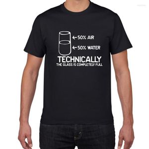 Men's T Shirts Technically The Glass Is Completely Full SCIENCE Sarcasm Funny Shirt Men Cotton Graphic Novelty Humor Summer T-shirt Cloth