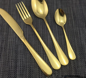 4 Piece/Set Gold Color rostfritt stål Moderparti Set Table Gaffel Fork Fork Teskoon Cutlery Set Table Proware Set Wholesale