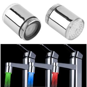 Kitchen Faucets LED Faucet Temperature Sensor Light Water Tap Heads RGB Glow Shower Stream Bathroom 3 Color Change Drop Ship