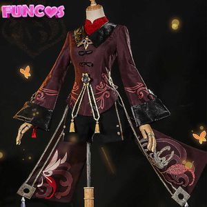 Anime Costumes Genshin Impact Hutao Cosplay Come Wig Hat Rings Dress Shorts Bracelet Nails Socks Accessories 77th Director Game Long Hair Z0301