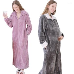 Damen-Nachtwäsche, Damen-Bademantel, Morgenmantel, männlich, weich, warm, Korallen-Fleece, langer Winter-Kimono, Flanell-Bademantel, Nachthemd