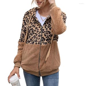 Women's Hoodies Autumn Winter Women Fashion Sweatshirt Temperament Communication Collar Leopard Textured Long-sleeved Loose Version Of