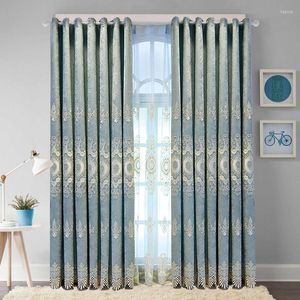 Curtain 2023 European Style Gold Thread Embroidered Luxury Curtains For Living Room Bedroom Blackout Custom Size