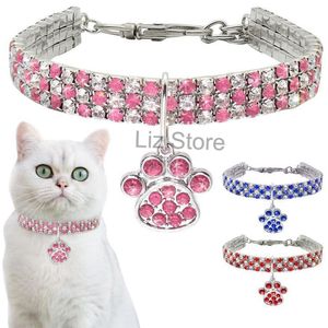 Rhinestone Inlay Dog Elastic Collar Heart Bone Shaped Dogs Halsband Pet Bling Crystal Diamond Collar Small Cats Puppy Necklace Th0816