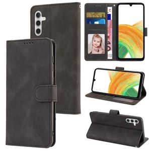 Samsung S23のPUプレーンウォレットレザーケースプラスA14 A54 A04E A24 A34 5G iPhone 14 Pro Max Holder Flip Cover Credit Photo ID Slot Pouch