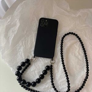 Cell Phone Straps Charms INS Crossbody Lanyard Necklace Case For 14 11 12 Pro Max 13 Mini 7 8 Plus X Soft Back Round Beads Chain Cover