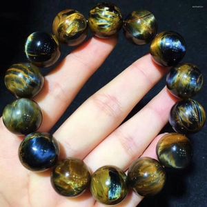 Strand Genuine Natural Blue Pietersite Stone Round Beads Women Lady Healing Stretch Bracelet 16mm