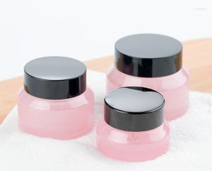 Storage Bottles 15G 30G 50G Pink Make Up Glass Jar With Black Lids Seal 1oz Container Cosmetic Packaging Skin Care Pot SN868