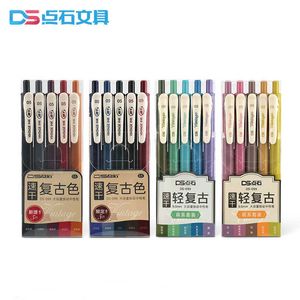 Gelpennor 5st Vintage Color Ink Pennor Set Quickdrry Highlight Writing 05mm Ballpoint Pen Diary Ritning Marker Liner Art DIY School J230306