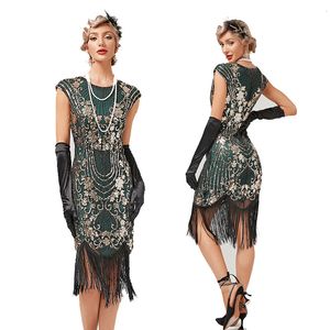 Faldas Talla XS-XXXL Moda de mujer 1920s Flapper Dress Vintage Great Gatsby Charleston Sequin Tassel 20s Vestidos de fiesta Chica Disfraz 230306