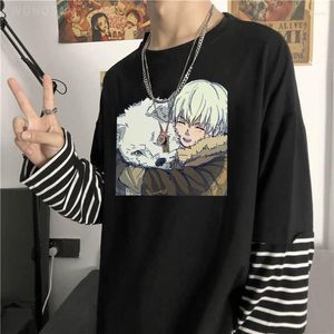 Koszule męskie do twojej wieczności Anime Manga T-shirt kawaii kreskówka Fushi Hug Joan Graphic Tops Casual Summer Loose Lose Sleeve Women Shirt