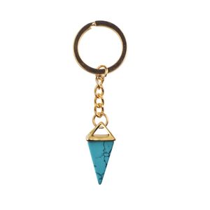 Key Rings Pink Crystal Cone Light Yellow Gold Color Natural Gem Mens Waist Car Keychain Womens Leather Pendant Drop Delivery Jewelry Dh3As