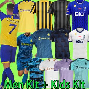 22 23 Al Nassr Hilal FC Soccer Jerseys Ronaldo Men Set Kids Kit Al-Ittihad Uniform 2022 2023 Cr7 Al Ittihad voetbal Shiirt al-Nassr Player Version Training Uniform Pak