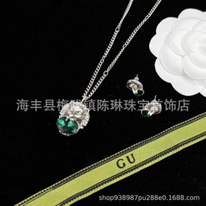 2023 New Luxury High Quality Fashion Jewelry for crystal old three-dimensional lion head necklace double letters silver needle earrings female light luxury ins
