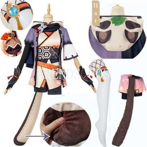 Costumi Anime Gioco Genshin Impact Honey Sayu Cosplay Come Lovely Dress Hat Tail Set completo Inazuma Sayu Outfit Parrucca per Comic Con Halloween Z0301