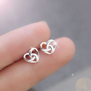 Charm Small Heart Knot Earrings Silver Plated Simple Elegant Girls Earrings JewLery Gift For Valentine's Day Birthday G230307