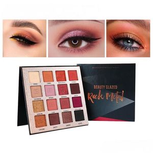 Eye Shadow 16 Color Bronzer Palette Rock Metal Charm Eyes Pearlescent Eyeshadow Beauty Glazed Makeup Drop Delivery Health Dhsxj