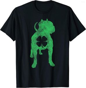 Herren T-Shirts St. Patrick's Day Hund Pit Bull Shamrock Clover Irish T-Shirt