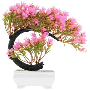 Decorative Flowers Tree Bonsai Fake Artificial Potted Pine Realistic Faux Flower Pot Simulation Mini Decor Brussel Indoor S Home