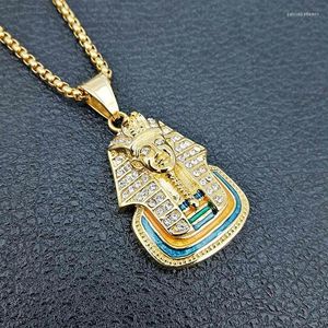 Pendant Necklaces Hip Hop Golden Men Women Charm Rhinestone Egyptian Pharaoh Chains Bling Last King Jewelry Gifts Pendants