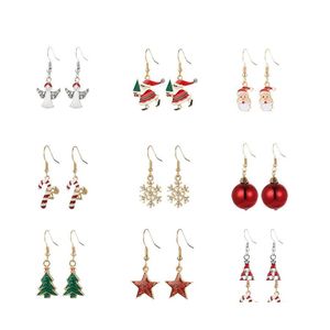 Charm Christmas Crystal Earrings Set Style Stud Snowflake Tree Elk Bell Star Drop Dangle Earring For Girls Women Delivery Jewelry Dh0Uf