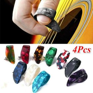 4 Teile / satz Gitarrenteil Fingerpicks Gitarrenpicks Pickup Gitarre Bass Fingerstyle Daumen Plektren Picks Plektrum Gitarrengurt