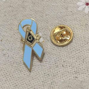 Pins Brooches 10Pcs Mason Pin Breast Cancer Awareness Ribbon Souvenir Custom Logo Badge Blue Color Masonic Emblem Gift Drop Deliver Dh7Fo