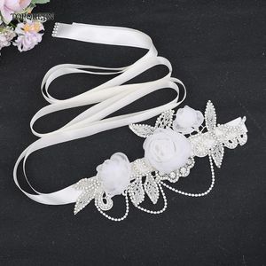 Wedding Sashes TOPQUEEN S499 Belts With Rhinestones Organza Flower Thin Sparkly Belt Bride Accessories SOrnaments For Dress