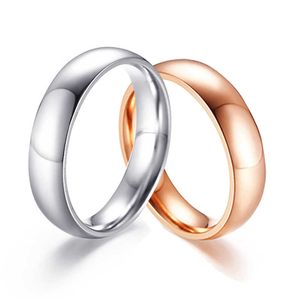 Bandringar smidiga titanstålparringar Rose Gold/Silver Color Simple 5mm Women Men Lovers Wedding Jewelry Engagement Presents AA230306