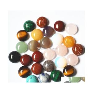 Caps de contas lotes de 8 mm 12 mm de pedra natural redonda cabochão turquesa de cristal rosa miçangas jóias de colar de anel fazendo queda diy d dh9gu