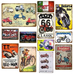 Klasik Rota 66 Sanat Motorciles Teneke Poster Pub Bar Garaj Dekorasyon Scooter Teneke İşaretler Retro Vintage Metal Plaka Kişiselleştirilmiş Plak Boyutu 30x20cm W02