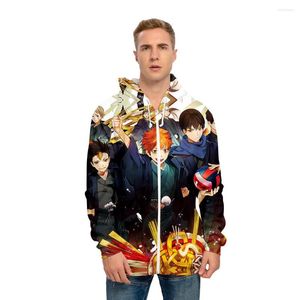 Herrtröjor anime cosplay haikyuu 3d tryckt vinter höstens dragkedja tröja för kvinnor män