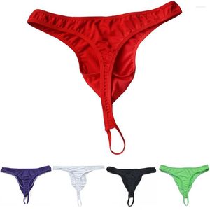Underpants Men Lingerie Bulge Pouch G-string T-back Penis Hanging Ring String Underwear Male Briefs Comfortable Low Waist Underpant Panties