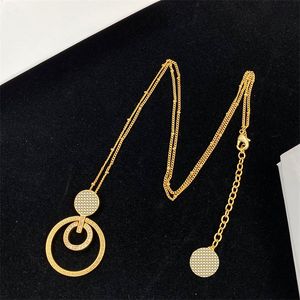 Collane multiple con ciondolo a cerchio cavo Collane da donna con diamanti con linee Collana lunga semplice regolabile da donna