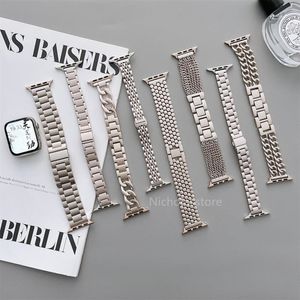 Starlight Family Straps Band Chain Alloy Wristband Luxury Bracelet Metal Bands for Apple Watch 38/40/41mm 42/44/45/mm Strap for iWatch Series 3 4 5 6 7 8