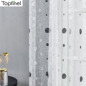 Curtain Topfinel Geometric Bird Nest Sheer for Living Room Voile Window Bedroom Tulle Drape Kitchen White Cortinas 230306