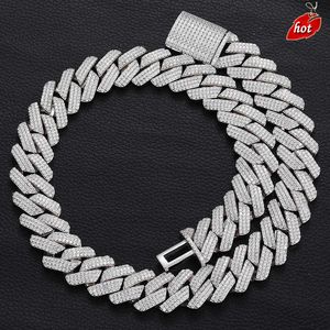 Luxury Men Hip Hop Jewelry Necklace 3 Rows Iced Out Moissanite Diamond Cuban Necklace 925 Silver Moissanite Chain Armband