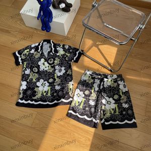 xinxinbuy 男性デザイナー tシャツ tシャツ 23ss 花柄プリント半袖コットン女性黒、白、グレー、グリーン S-2XL