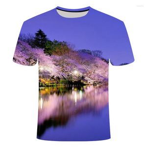 Herren-T-Shirts, schönes Naturmuster-T-Shirt, 3D-Sonnenuntergang, leuchtend, lässig, für Herren und Damen, Kinder, personalisiert, bedruckt