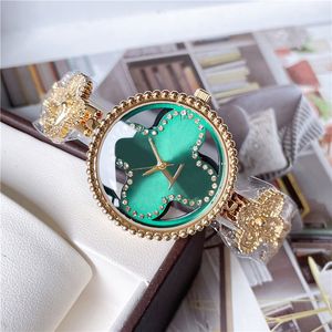 Arbeiten Sie volle Marken-Armbanduhr-Frauen-Damen-Mädchen-Kristallblume-große Buchstaben-Art-Luxus mit Firmenzeichen-Metallstahlband-Quarz-Uhr L79 um