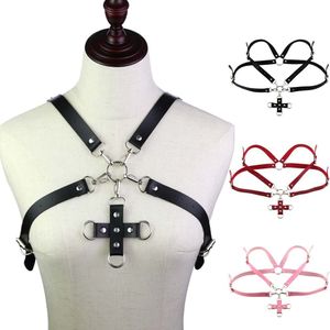 Suspender Sexiga Garters Faux Leather Body Bondage Cage Sculpting Cross Sling Tights Formning av midjebältet Bröstband Suspenders 230307