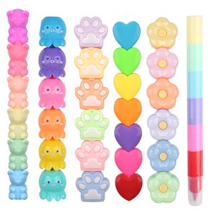 HighLighters Novo estilo Creative Cartoon Ice Cream Football Highlighter Macaron Color Splicing Pen Student Line Color Note Pen J230302