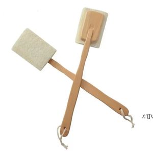 Natural Loofah Brush Exfoliating Dead Skin Body Scrubber Loofah Brush with Long Detachable Wooden Handle Back Brush RRA102