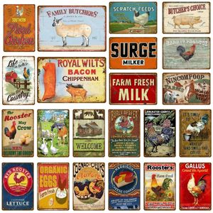 Family Butcher Shop art painting Metal Signs Farm Milk Chicken Eggs Beef Pig Duck Meat Cuts Collection Guide Decor Wall Painting metal Poster Size 30X20CM w02