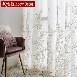 Curtain Sheer Curtains For Living Room Luxury Bedroom Tulle Window Embroidered Wedding Girls White Drapes Firany Cortina 230306
