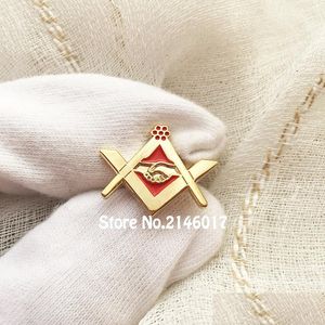 Stift broscher 100st masonic skaka hand vänskap anpassad metall badge fyrkant och kompass lapel pin mason emalj brosch stift d dhypu