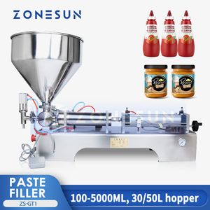 ZONESUN Pneumatic Thick Liquid Filling Machine Paste Filler Honey Chili Pasta Chocolate Sauce Ketchup ZS-GT1