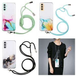 Marble Phone Cases For Iphone 15 14 Pro Max 13 12 11 X XS XR 8 7 6 Plus Luxury Soft TPU Natural Granite Stone Transparent Girls Mobile Back Cover Crossbody Shoulder Strap