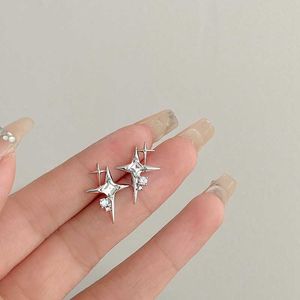 Charm MENGJIQIAO Wholesale New Cute Delicate Starlight Zircon Stud Earrings For Women Girls FashionSilver Color Brincos Jewelry Gifts G230307