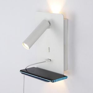 Vägglampor Zerouno LED -lampa telefon Shelg USB Bed Headboad Läsbok Nattljus Aluminium monterad modern wandlamp sconces